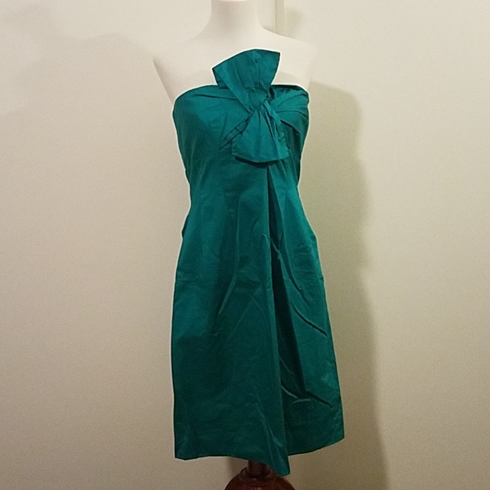 NWT Jcrew Factory strapless teal cotton dress